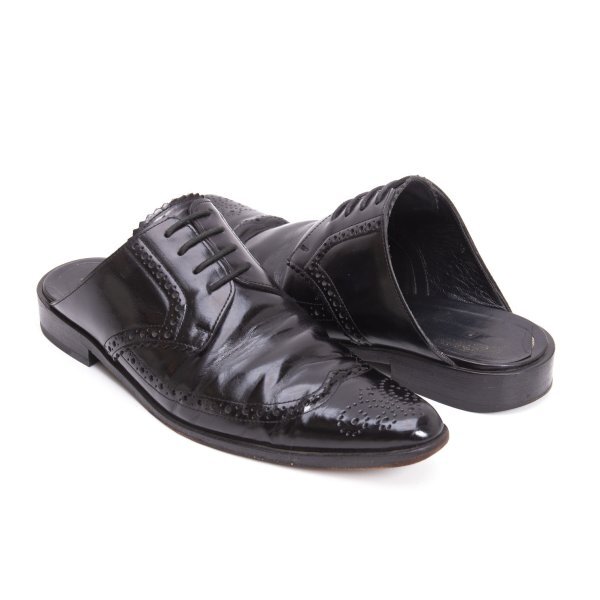 トリココムデギャルソンtricot COMME des GARCONS ウィングチップレザーミュール 黒23拍卖