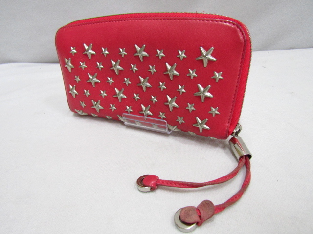 JIMMY CHOO ジミーチュウ スタッズレザーラウンドウォレット ピンク ユニセックス 付属品なし 中古品 ◆140645拍卖