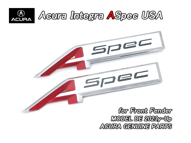 インテグラDE4【ACURA】アキュラINTEGRA純正USエンブレムセットA-Spec左右/USDM北米仕様ASpecプレートタイプAスペック2点128×24mm海外拍卖
