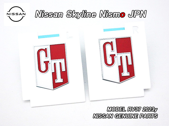スカイラインV37セダン【NISSAN】ニッサンSkylineニスモ純正エンブレムJPサイドGTマーク左右/JDM国内仕様RV37フロントフェンダーNISMO赤拍卖