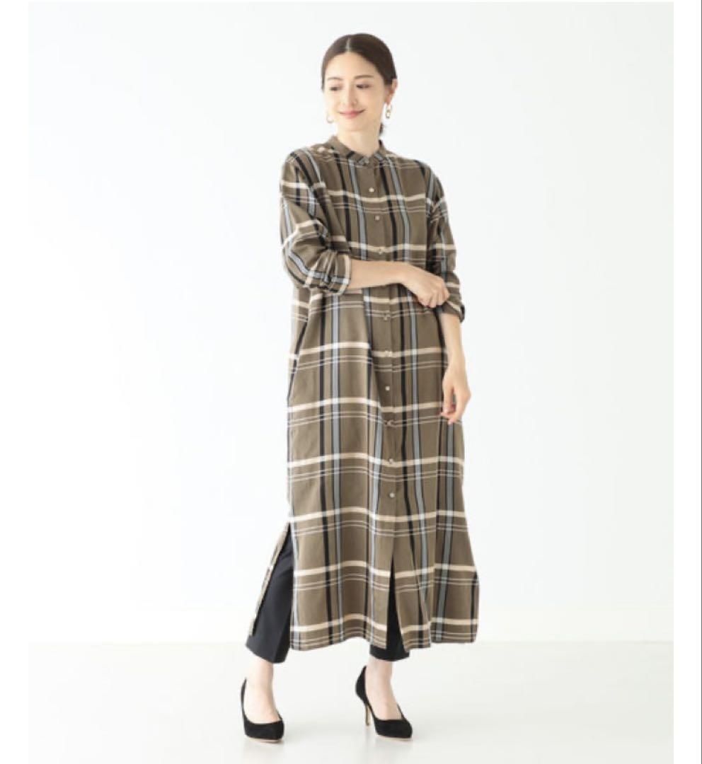 【ほぼ未使用】デミルクスビームス とろみチェックシャツワンピース マルチカラー拍卖