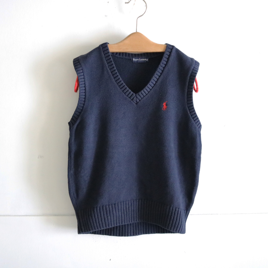 KIDS 120 ラルフローレン RALPH LAUREN ニットベスト ネイビー キッズ 子供用 120cm コットンベスト拍卖