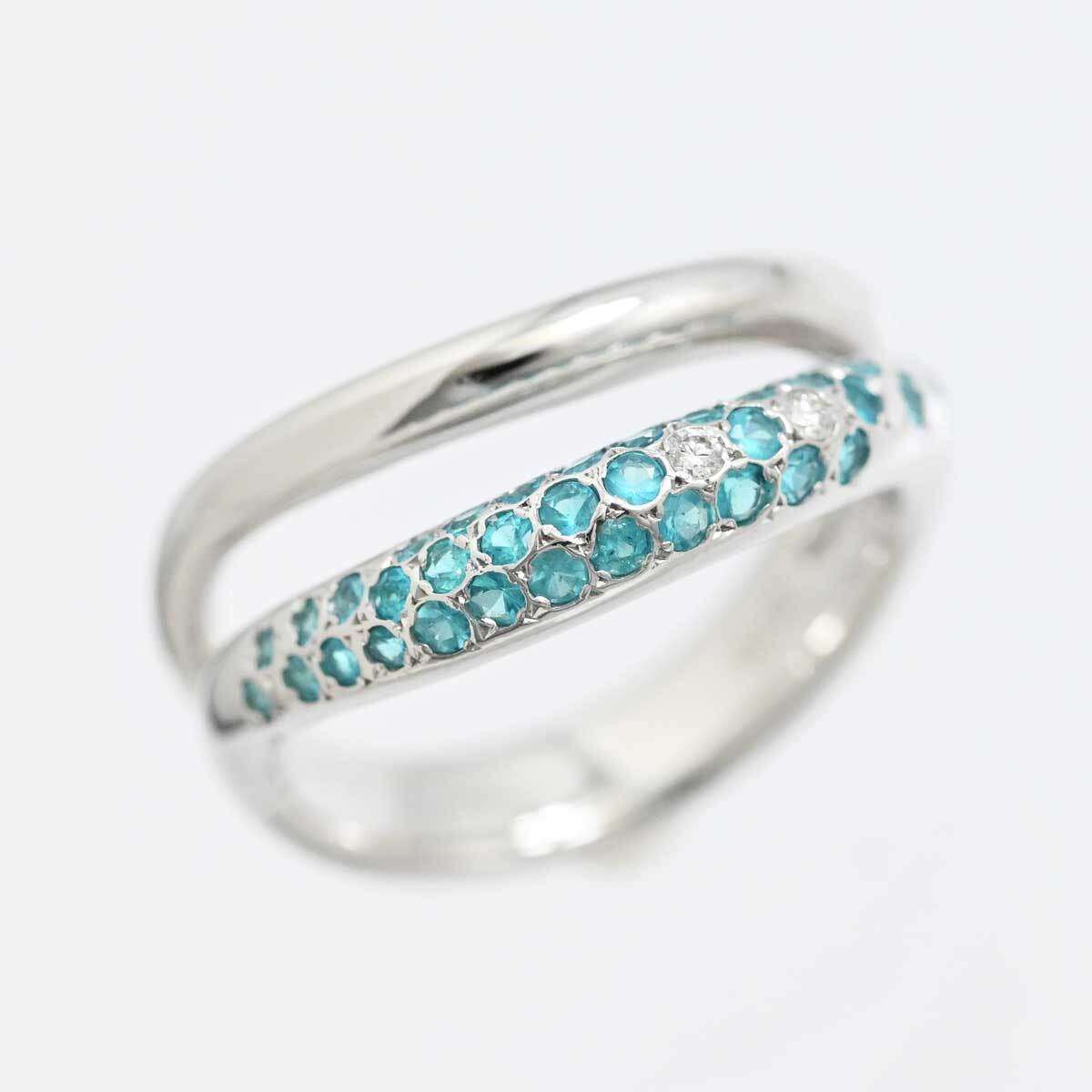 タサキ TASAKI K18WG ホワイトゴールド ダイヤ0.02ct トルマリン0.32ct リング 12.5号 レディース 3376拍卖