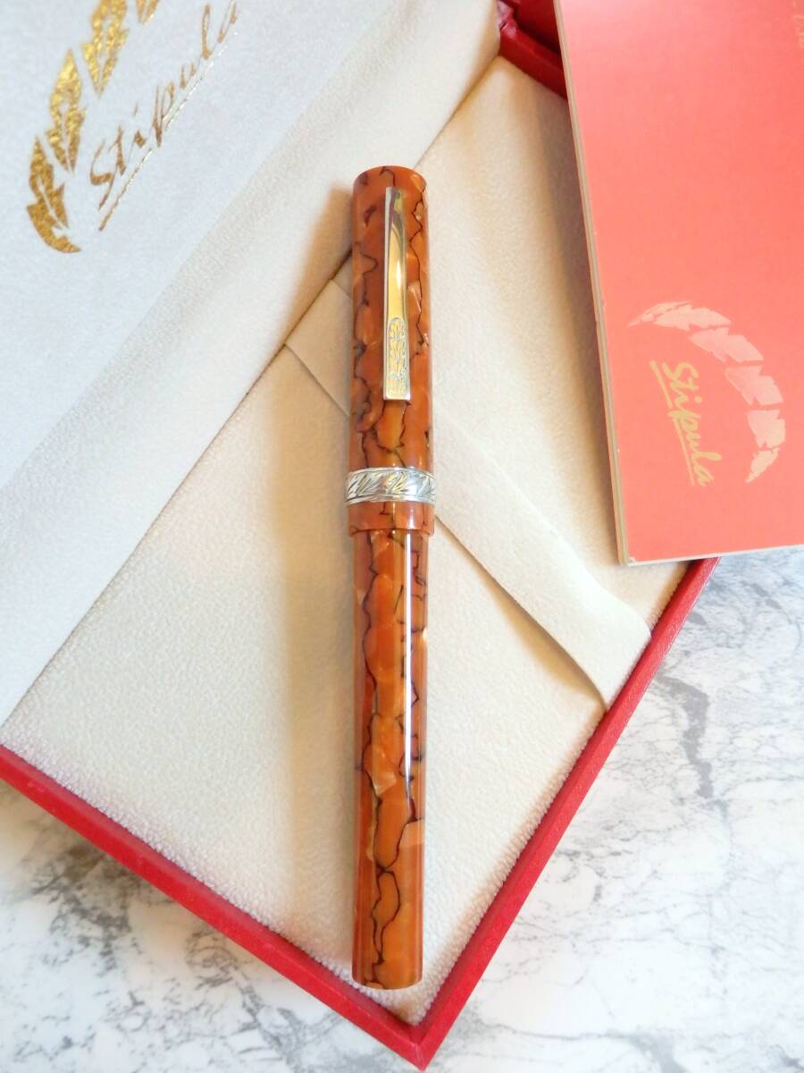 ◆【未使用】【送料410円】スティピュラ フロレンティア トスカーナ・イタリアンプレシャスセルロイド万年筆 ペン先:大型14K585 M拍卖