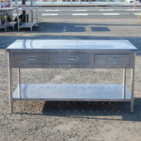 (代引不可)マルゼン BWD-157N 業務用 ステンレス 引出し付 片面 作業台 W1500 D750 H800mm 厨房 大型 56.1kg W150cm拍卖