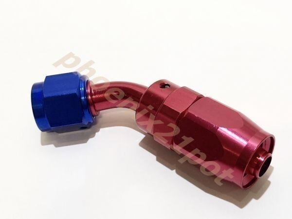 【他サイズもあります】フィッティング ホースエンド AN8 45° ブルー/レッド オイルホース オイルクーラー ストレート メッシュホース 146拍卖