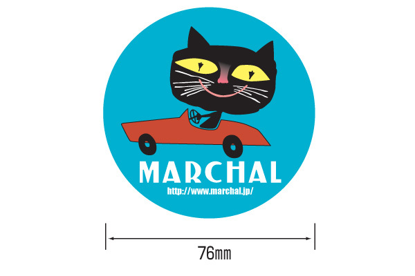 マーシャル ステッカー イラストタイプ 丸 直径76mm MARCHAL バイク 旧車 スマホ 猫 デカール 7017拍卖