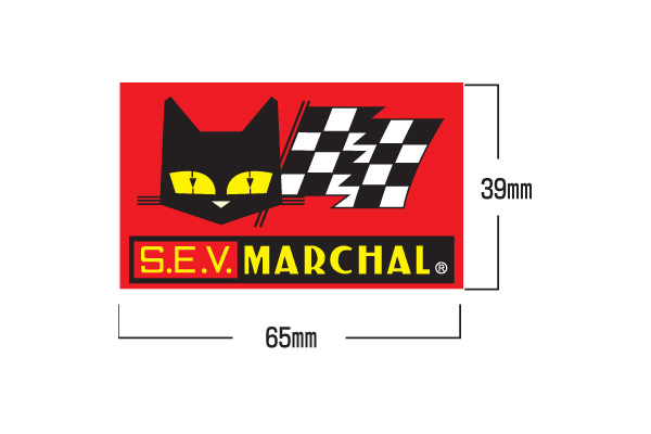 マーシャル ステッカー 四角レッド 小 幅65mm×高さ39mm MARCHAL バイク 旧車 スマホ 猫 デカール 7007拍卖