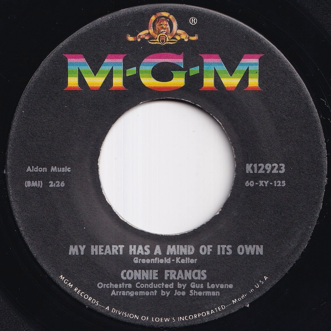 Connie Francis My Heart Has A Mind Of Its Own / Malaguena MGM US K12923 212137 ROCK POP ロック ポップ レコード 7インチ 45拍卖