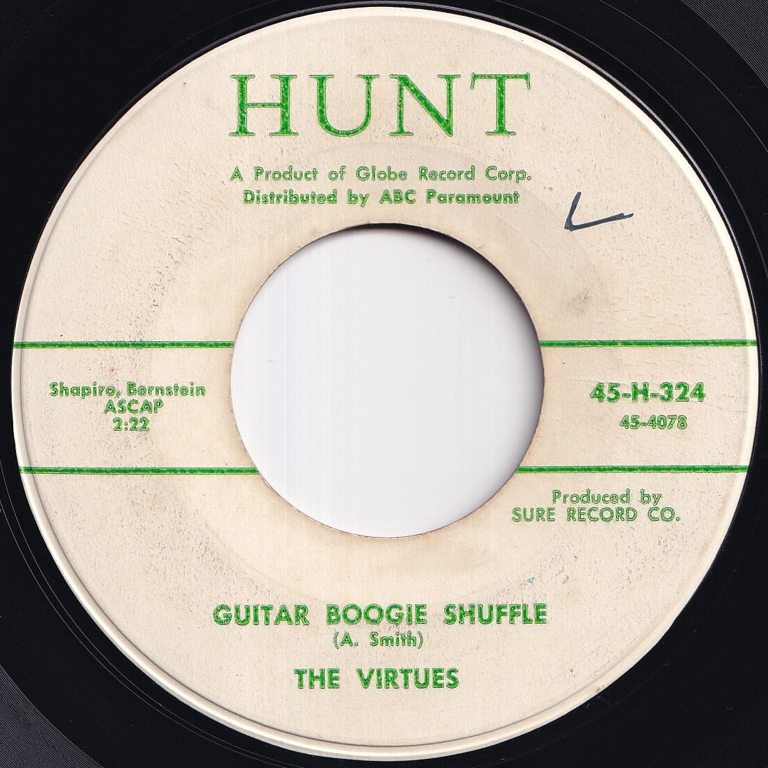 Virtues Guitar Boogie Shuffle / Guitar In Orbit Hunt US H-324 212129 R&B R&R レコード 7インチ 45拍卖