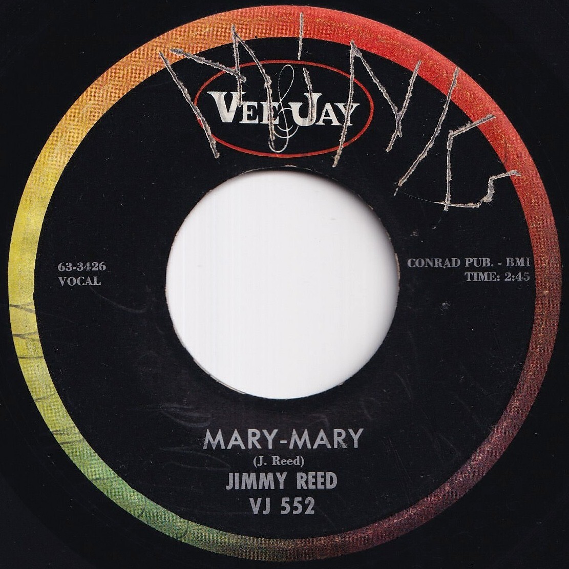 Jimmy Reed Mary-Mary / I'm Gonna Help You Vee Jay US VJ 552 211987 BLUES ブルース レコード 7インチ 45拍卖