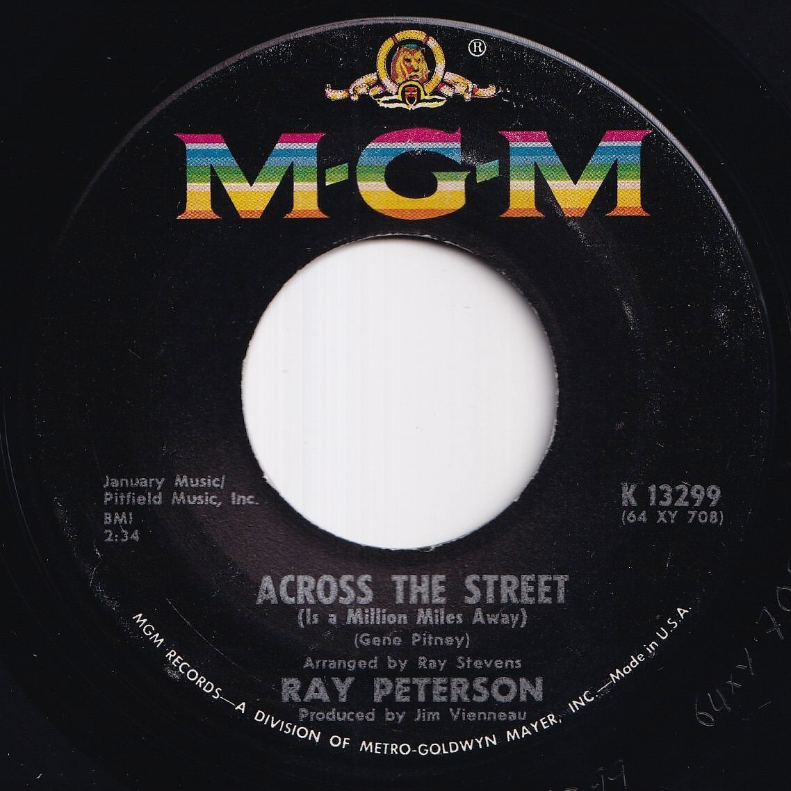 Ray Peterson Across The Street / When I Stop Dreaming MGM US K 13299 212150 ROCK POP ロック ポップ レコード 7インチ 45拍卖