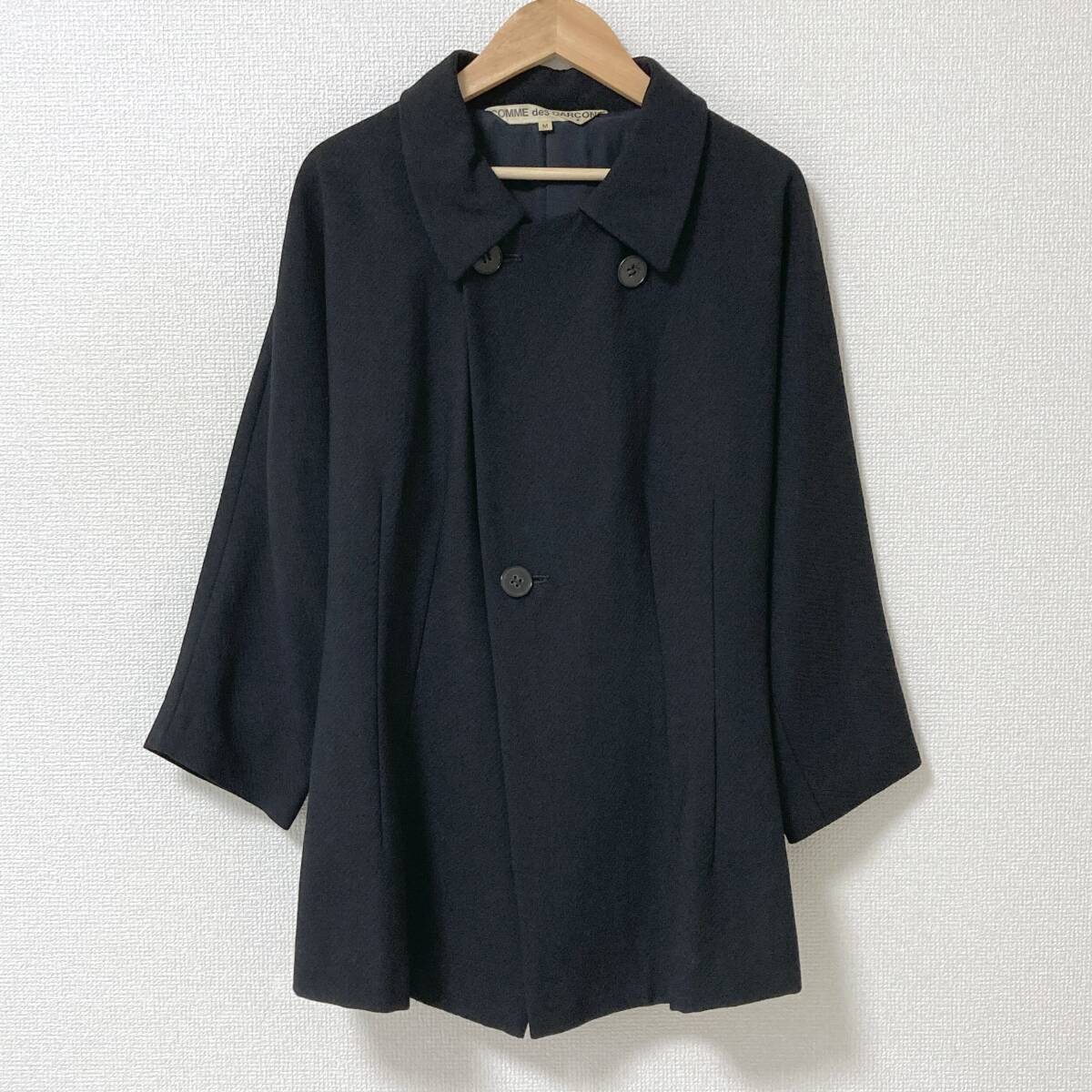 AD1992 COMME des GARCONS ウールギャバ ドルマン 変形 ハーフ コート Mサイズ コムデギャルソン ジャケット 90s VINTAGE archive 5060709拍卖