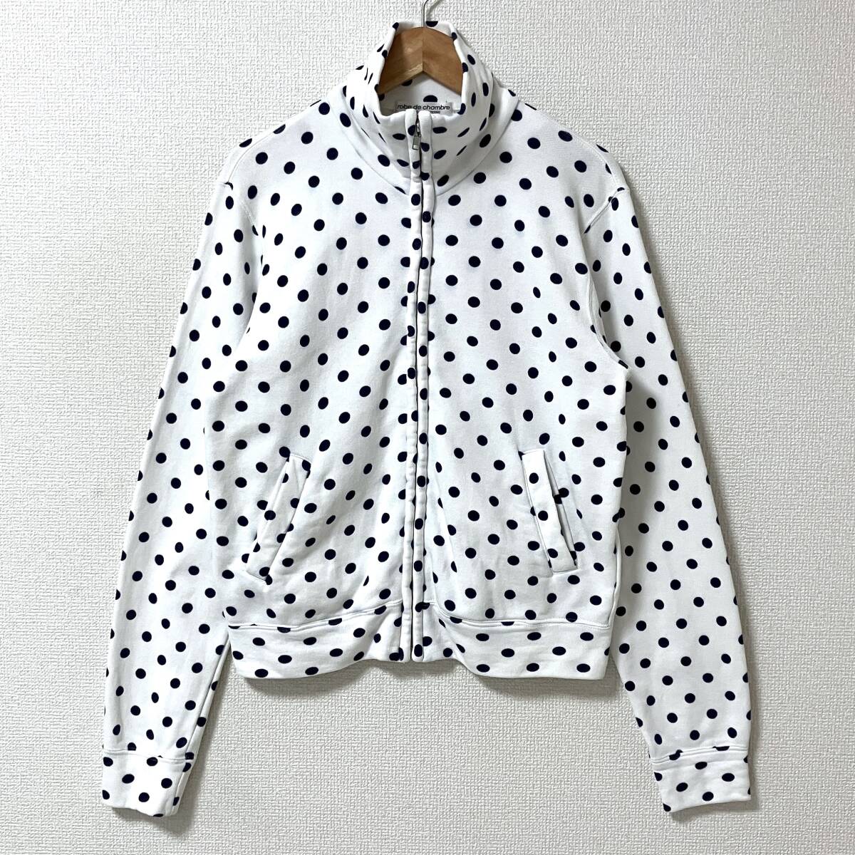 AD2002 robe de chambre COMME des GARCONS ドット 総柄 スウェット ジップ ブルゾン 白 ローブドシャンブル VINTAGE archive 5060078拍卖