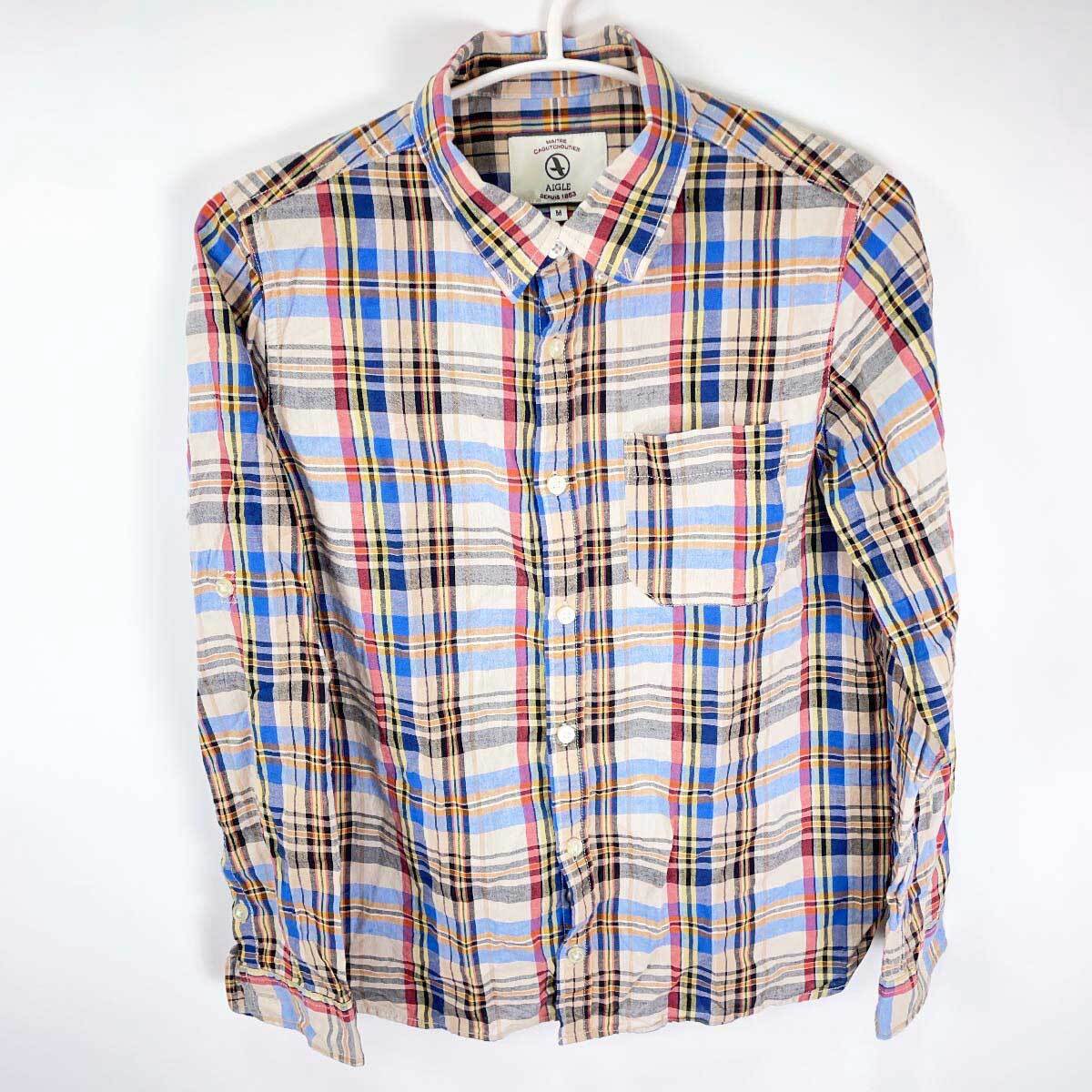 【中古】エーグル 長袖 チェックシャツ M レディース AIGLE アウトドアウェア拍卖