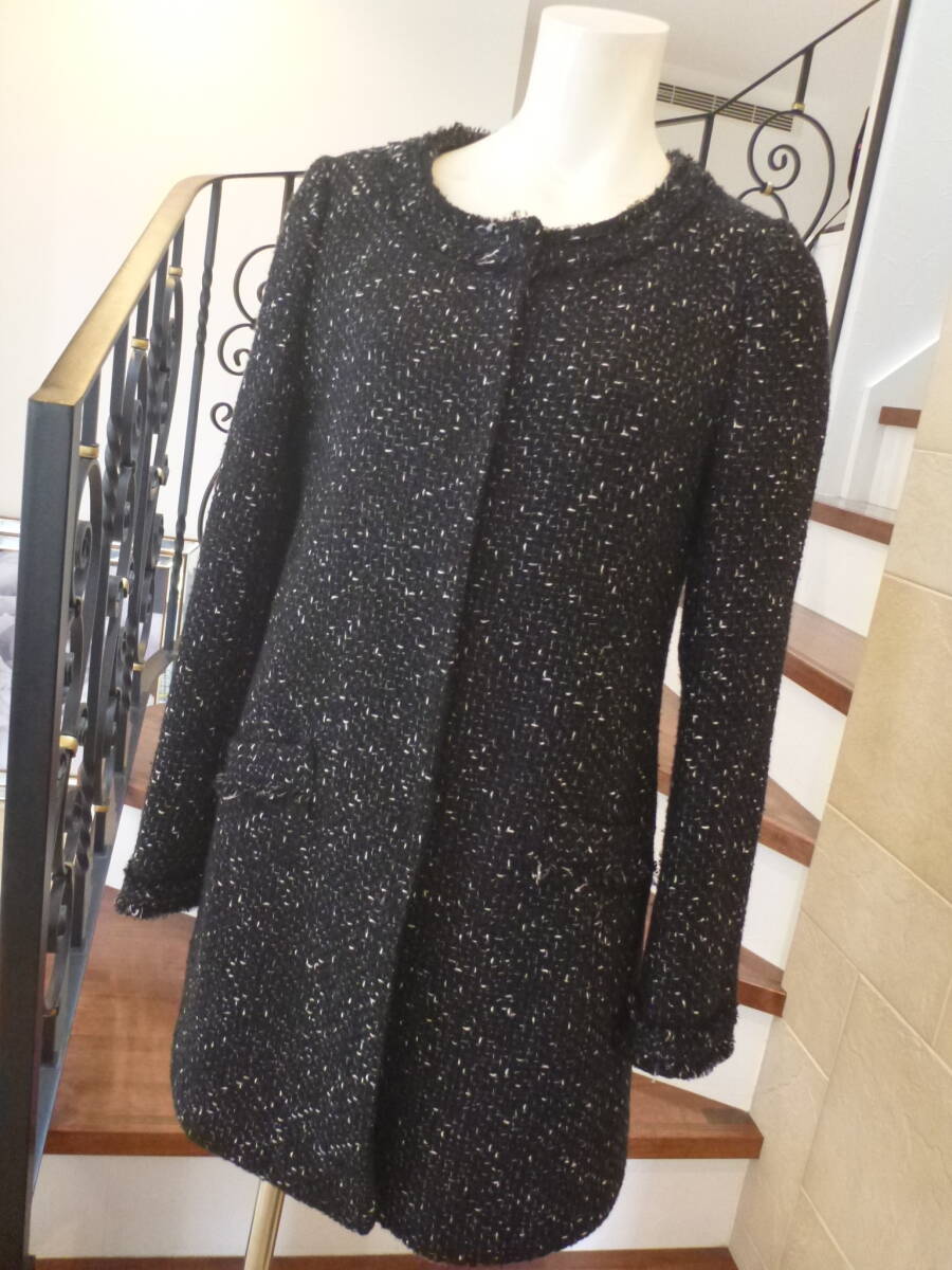 未使用 UNIQLO ユニクロ ウールコレクション ★黒ブラック系 ノーカラーコート M拍卖