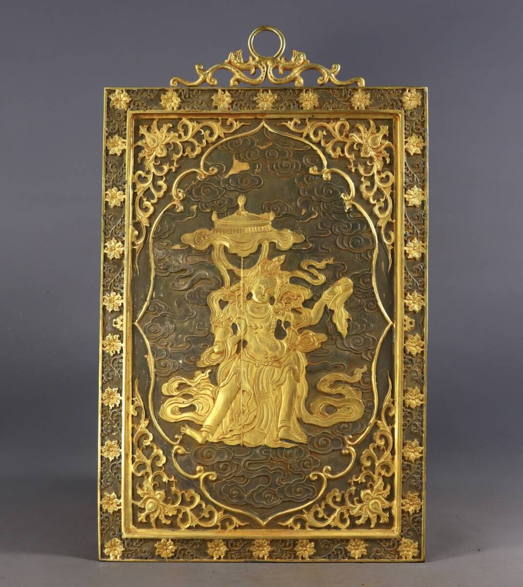 旧 清代 蔵区 鍍金 仏版画 宗教佛具 時代物 中国古美術 古賞物 古置物 唐物 S78拍卖