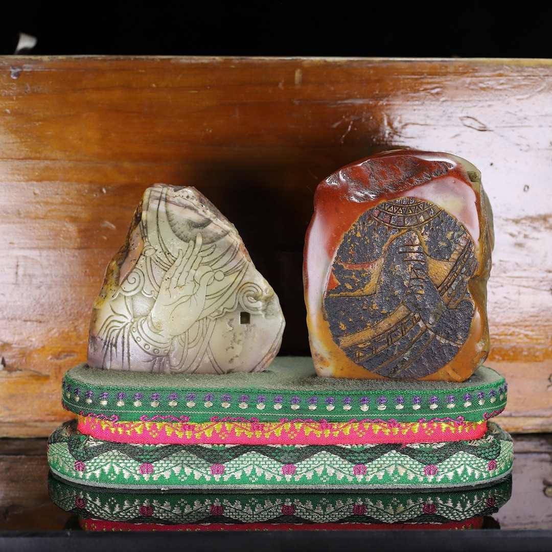 旧 清時代 寿山石 禅意仏手 印鑑 付閑章印鑑 木箱 書道具 文房具 中国古美術 古賞物 古置物 唐物 旧蔵 S78拍卖