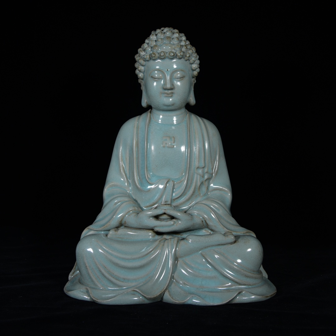 旧 宋代 汝窯 汝磁仏 唐磁 古陶磁器 陶芸 中国古美術 古賞物 古置物 唐物 S78拍卖