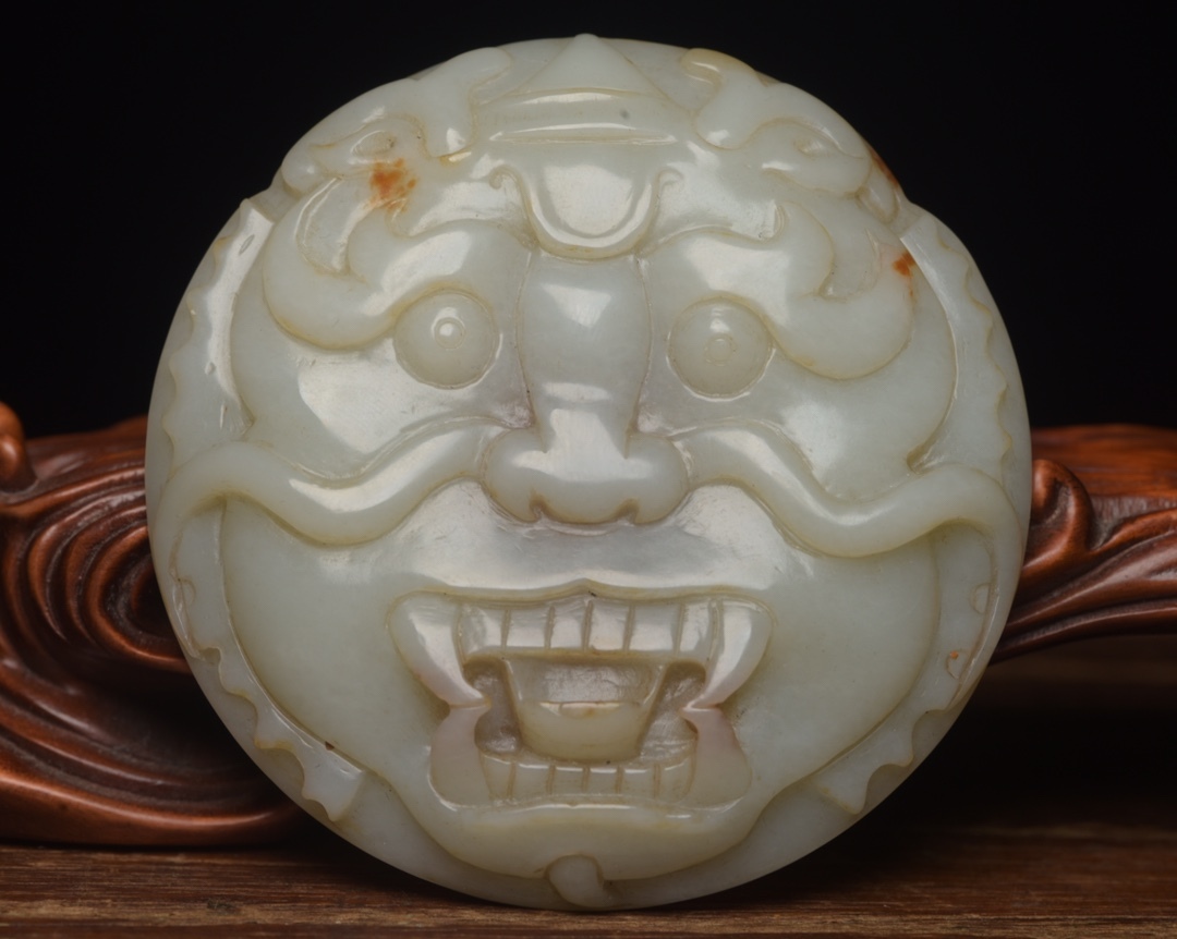 旧 清代 和田玉 皮帶扣 天然石 時代物 中国古美術 古賞物 古置物 唐物 S78拍卖