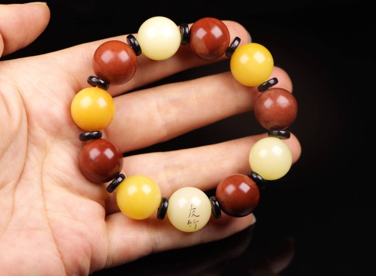 旧 清代 寿山石 多彩 芙蓉石 手串 時代物 裝身具 中国古美術 古賞物 古置物 唐物 S78拍卖