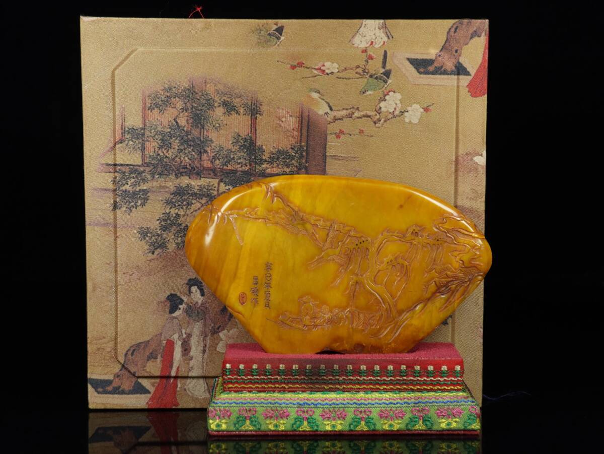 旧 清代 精品寿山石田黄石 隨形 擺件 時代物 文房具 中国古美術 古賞物 古置物 唐物 S78拍卖