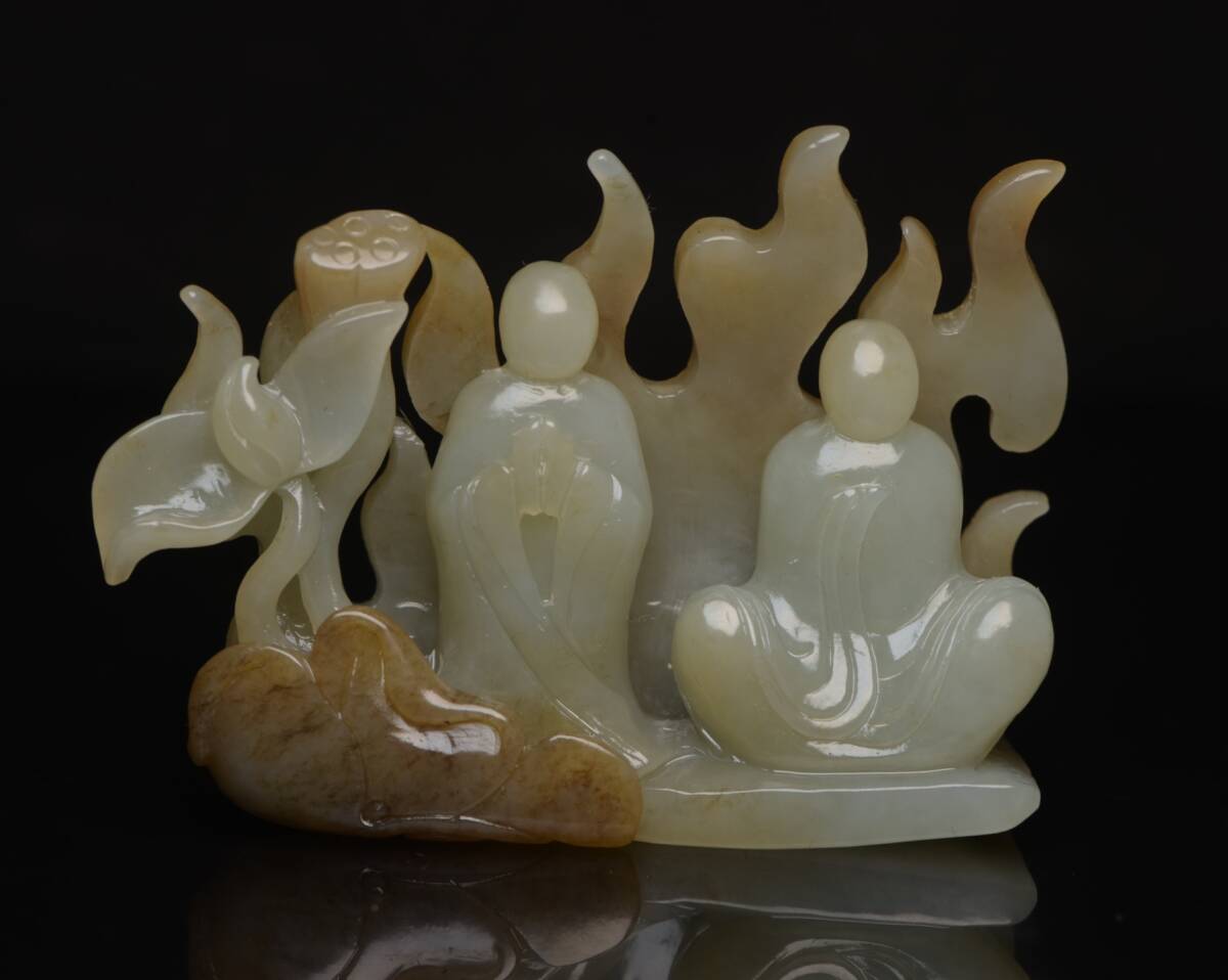 旧 清代 和田玉 悟道 天然石 時代物 中国古美術 古賞物 古置物 唐物 S78拍卖