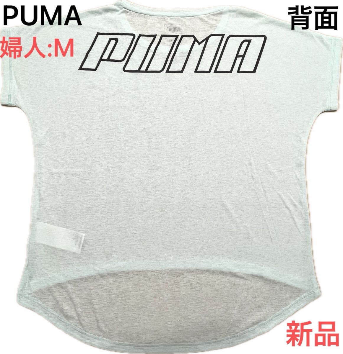 ⑫新品本物即決【M】PUMA プーマ 半袖Tシャツ DRYCELL吸水速乾ドライウェア婦人レディースランニングヨガミントビッグロゴブランド服拍卖