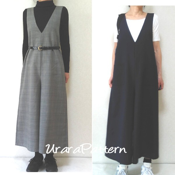 即決♪張り合せ不要!型紙 大人 Vネック サロペット M~5L拍卖