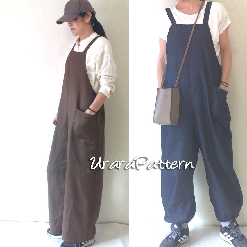 即決♪張り合せ不要! 型紙 大人 サロペットパンツ S~5L拍卖