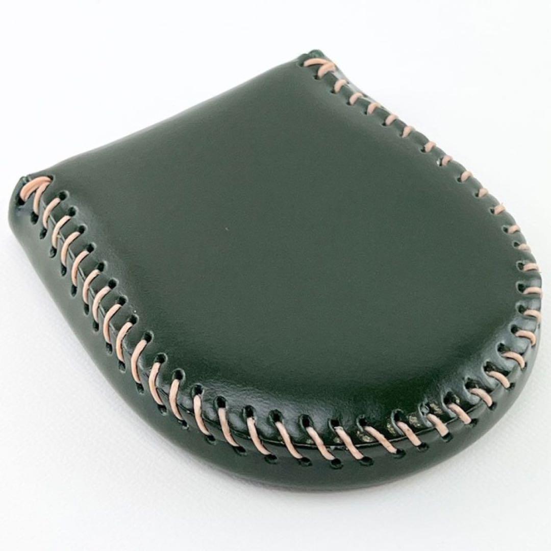 本革 コインケース 小銭入れ 手縫い コンパクト メンズ レディース 収納力◎ 送料無料 グリーン拍卖