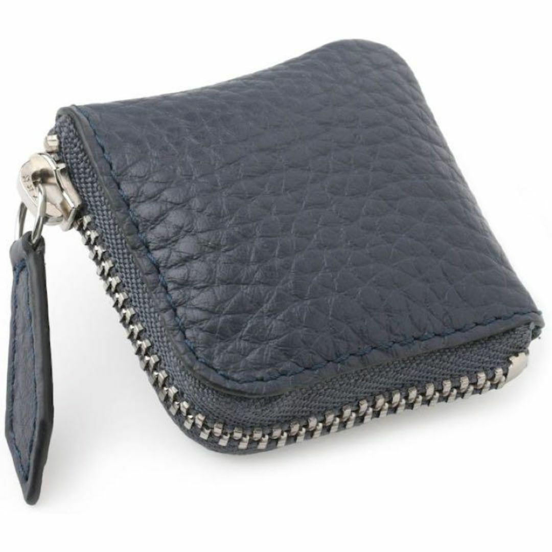 本革 小銭入れ メンズ コインケース コンパクト 高級感 YKKファスナー 100円25枚収納可 紺 ネイビー拍卖