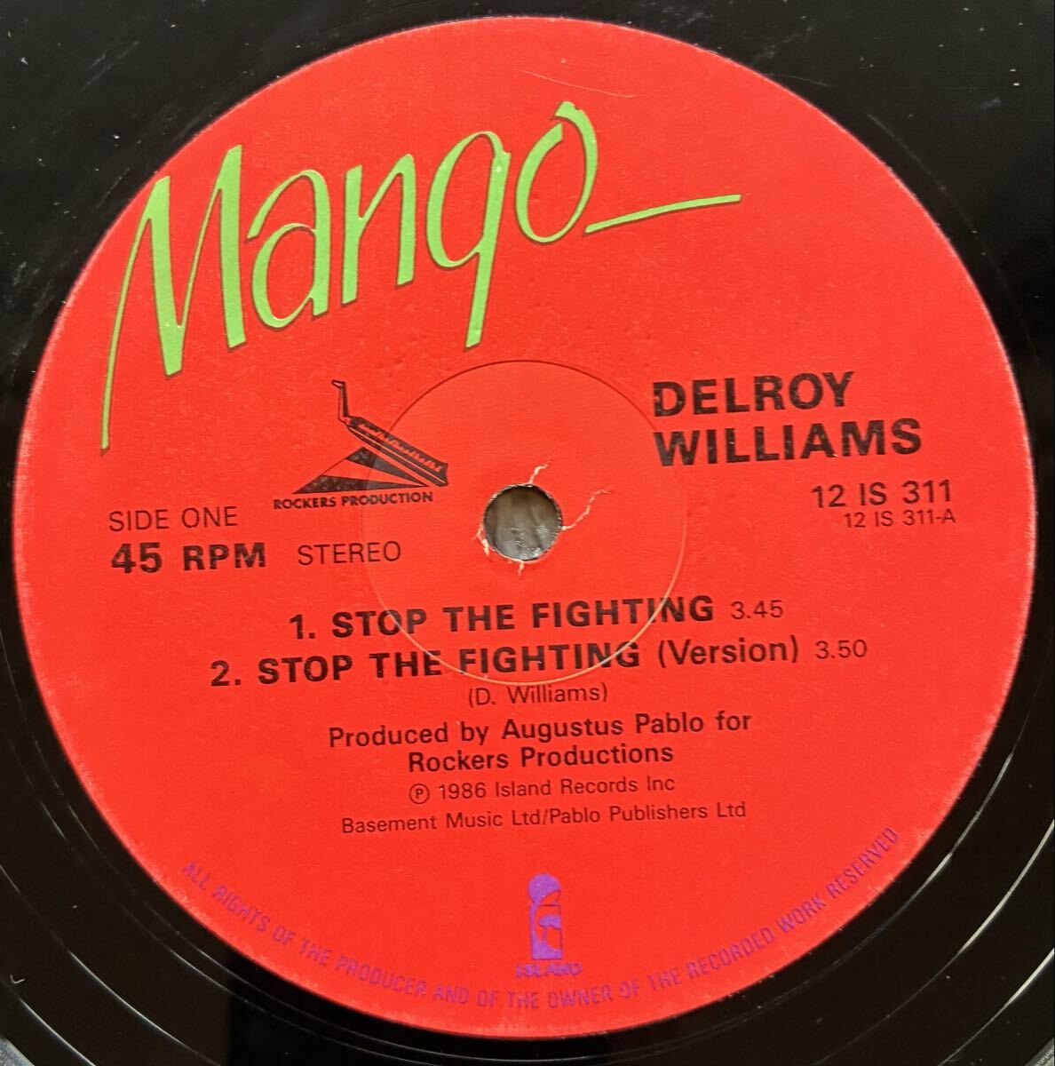Delroy Williams / Stop The Fighting / You'll Never Know ◎12inch / Augustus Pablo拍卖