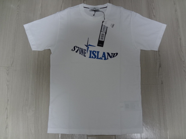 美品正規品 STONE ISLAND/ストーンアイランド '18SS『WAVE LOGO PRINT SHORT SLEEVE T-SHIRT』半袖Tシャツ/ホワイト/S拍卖