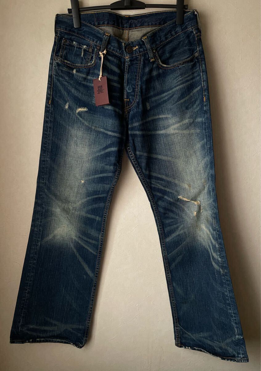 RUEHL No.925 ルール MERCER low rise boot ダメージ デニム W30 L30 レザーパッチ拍卖