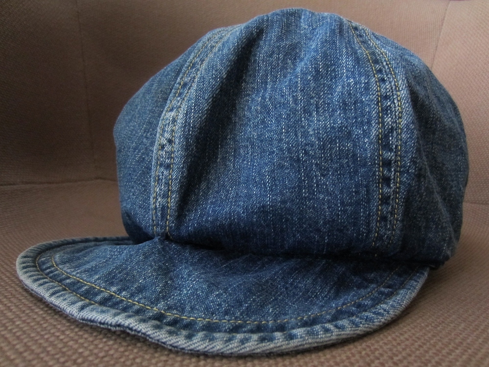 日本製 gold デニム キャスケットLインディゴ ブルー ゴールド ワーク レイルロード キャップ ハット 帽子 東洋エンタープライズ 復刻 古着拍卖