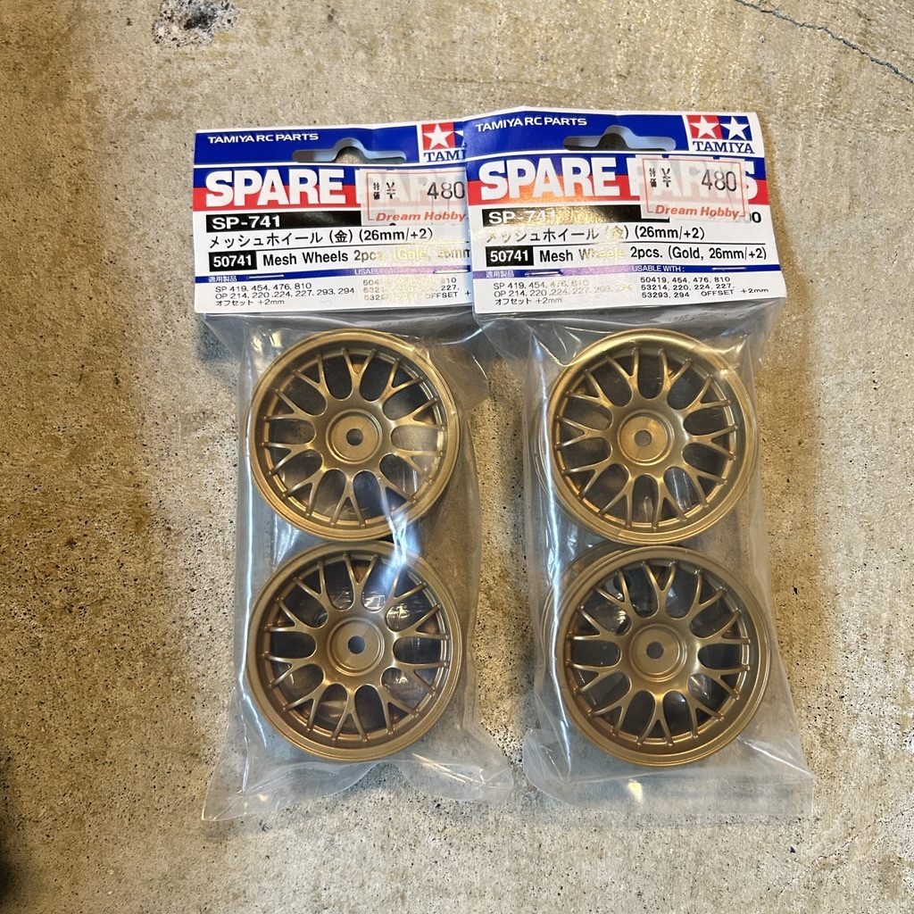 TAMIYA / タミヤ SPARE PARTS スペアパーツ SP-741 メッシュホイール 金 26mm 50741 2袋セット 拍卖