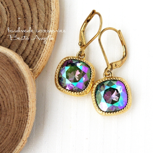 ◇◇+angelo+スワロフスキー 4470のピアス(p-052)パラダイスシャイン G パープル拍卖