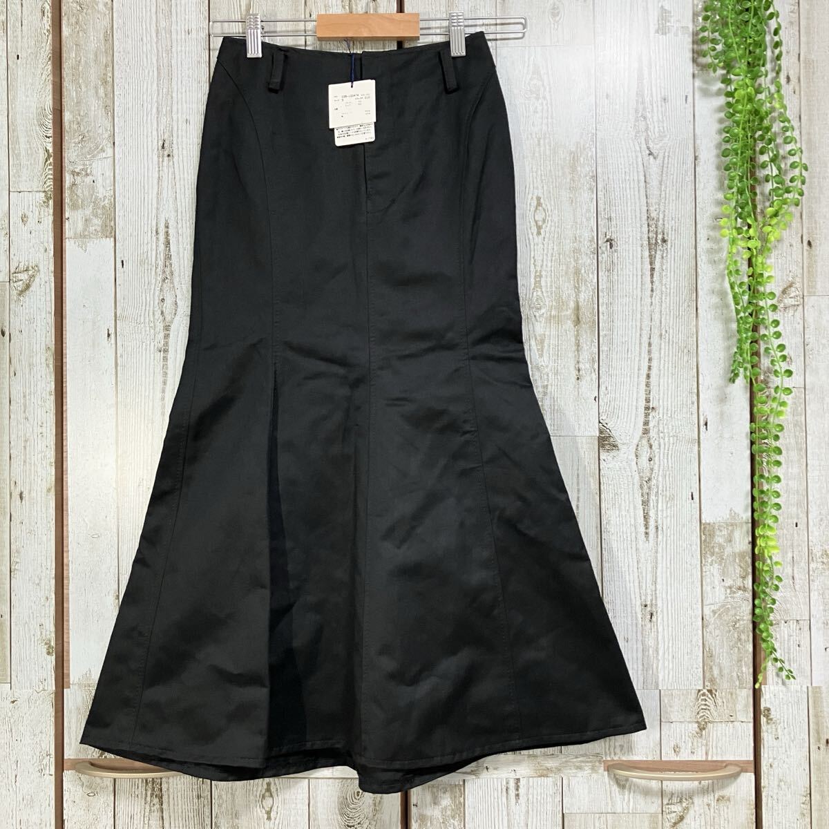 BODY DRESSING ボディドレッシング☆良品☆日本製☆ロングスカート タイト マーメイド ブラック 5号 XS レディース コットン リネン m5677拍卖