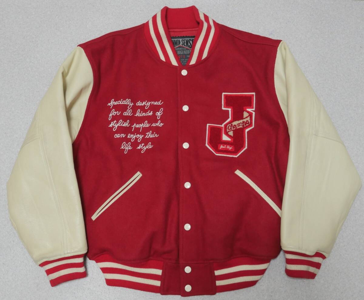 ビギ東京 JUST BIGI 袖革 スタジャン 赤 M 刺繍 ワッペン 袖レザー 拍卖