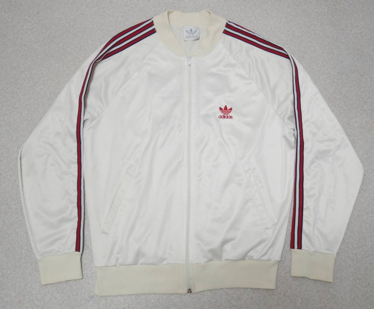 80s USA製 adidas トラックジャケット オフホワイト L バックロゴ ジャージ ビンテージ アメリカ製 拍卖