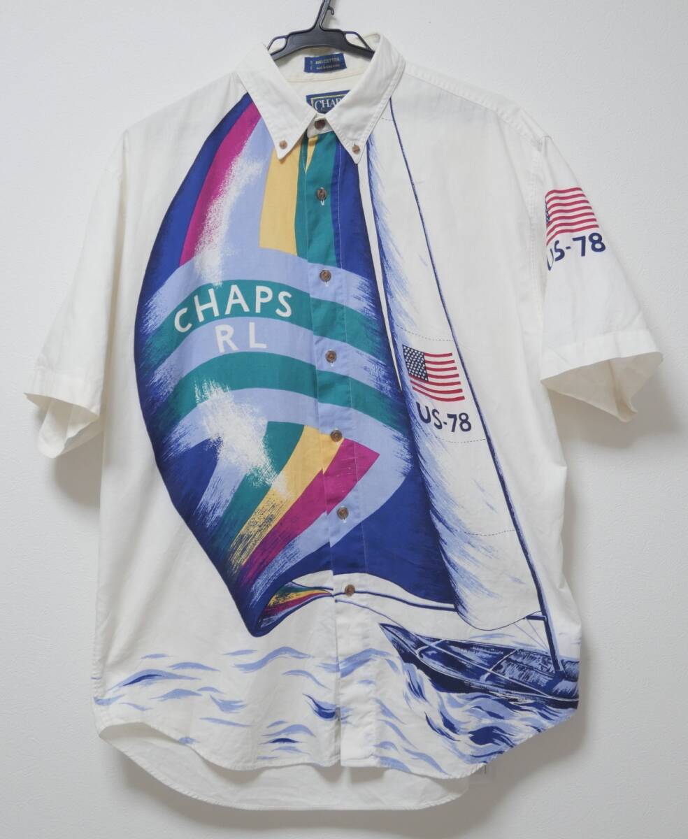 90s CHAPS RALPH LAUREN セーリング 半袖シャツ M ビンテージ オールド チャップス ラルフローレン ヨット US-78拍卖