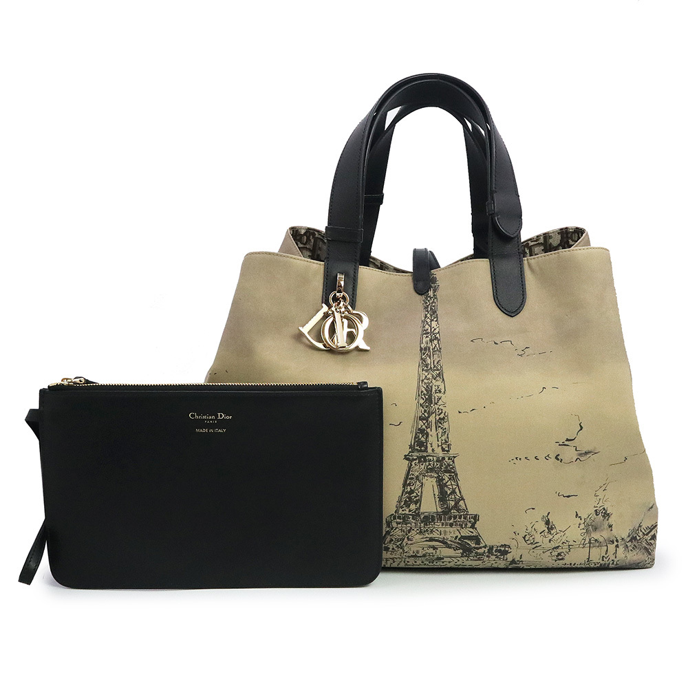 (美品)クリスチャンディオール Christian Dior トゥジュール オブリーク ラージ ハンド トートバッグ キャンバス レザー M2820OZBP拍卖