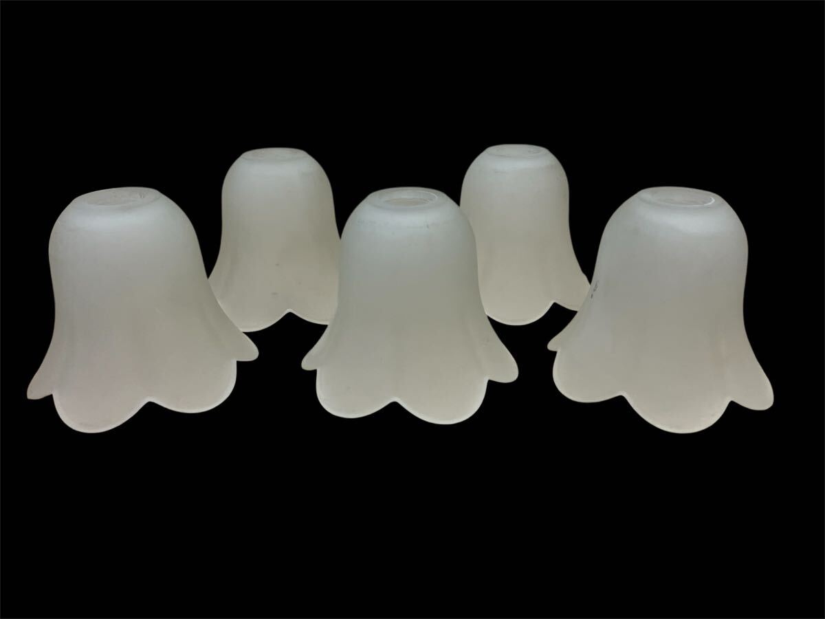 【アンティーク調】フロストガラス ランプシェード 5点セット 花型 ベル型 電笠 レトロ照明 26番拍卖