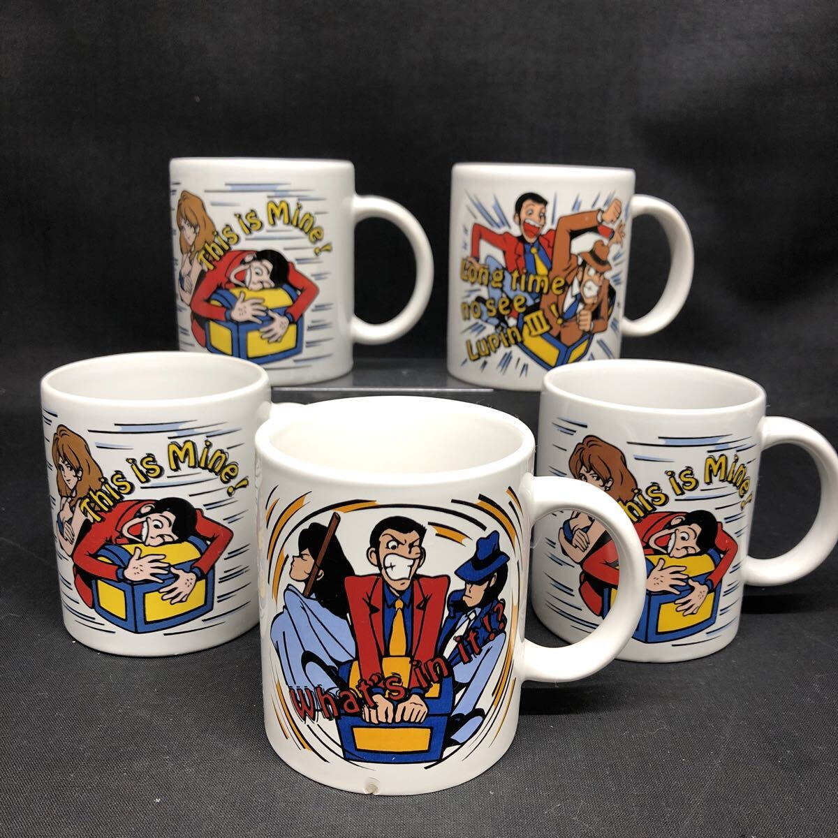 Y2024 【 エッソ ルパン三世 】30周年 マグカップ 5個まとめて 3種 1997年 ノベルティ 非売品 峰不二子 銭形警部 現状品 esso拍卖