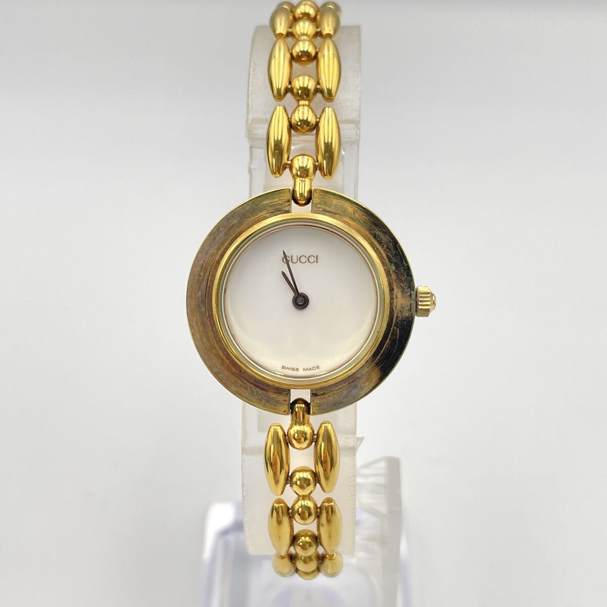 K GUCCI チェンジベゼル 腕時計 レディース グッチ クオーツ ゴールドカラー 箱付き モノトク拍卖