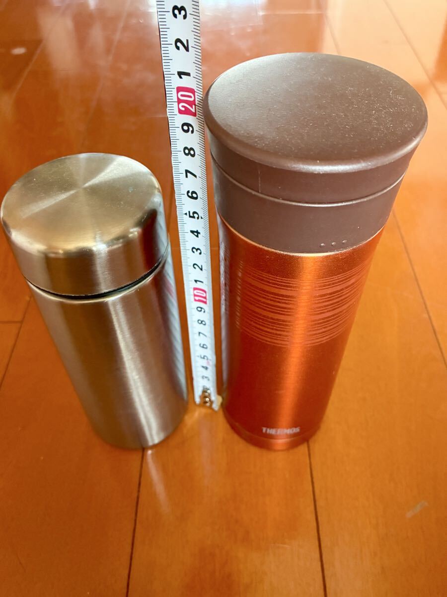 美品THERMOSサーモスステンレスボトルタンブラー2点セット♪シルバー赤レッドボルドー名古屋ウィメンズマラソン参加品水筒マイボトル拍卖