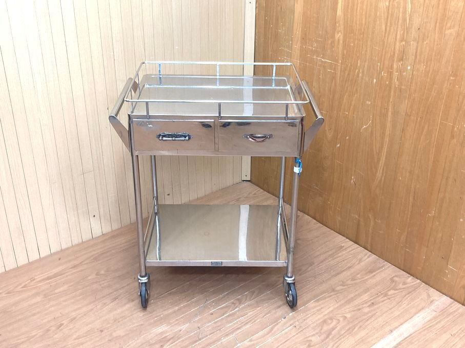 25V031 ステンレスワゴン キャスター付き 医療用カート ステンレスカート システムワゴン 処置カート メディカルワゴン ナーシング拍卖