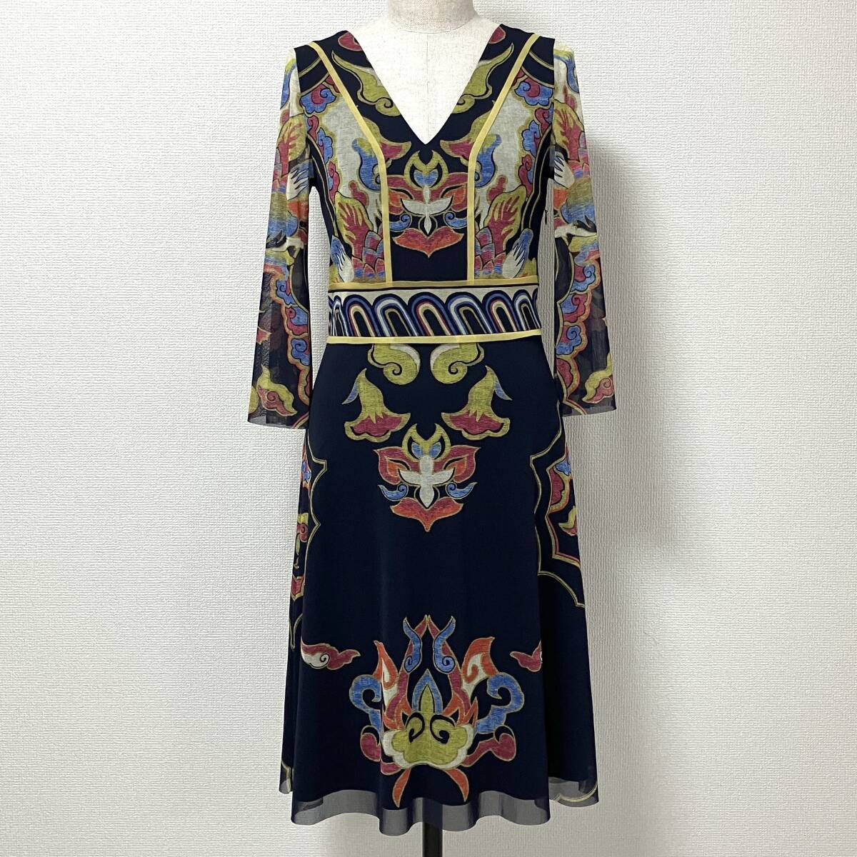 VIVIENNE TAM Chinese pattern mesh dress パワーネット シアー 総柄 長袖 ワンピース 0サイズ ヴィヴィアンタム ドレス archive 5070091拍卖