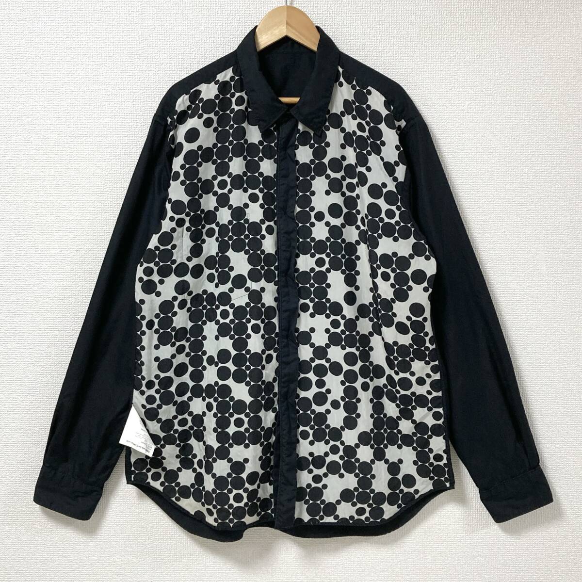 AD2008 COMME des GARCONS HOMME PLUS 裏地 ドット 総柄 長袖 シャツ 黒 Mサイズ コムデギャルソンオムプリュス archive 5070005拍卖